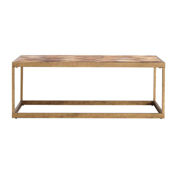 Homeroots 48" Natural And Natural Brown Solid Wood And Metal Rectangular Coffee Table   402133