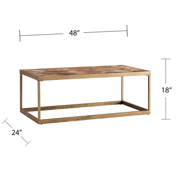 Homeroots 48" Natural And Natural Brown Solid Wood And Metal Rectangular Coffee Table   402133