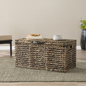Homeroots 33" Brown Rattanwicker And Metal Square Lift Top Coffee Table   402137