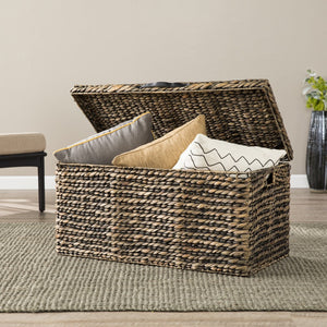Homeroots 33" Brown Rattanwicker And Metal Square Lift Top Coffee Table   402137