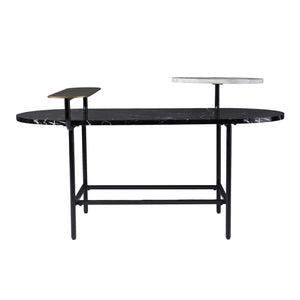 Homeroots 42" Black Faux Marble And Metal With Iron Coffee Table   402138