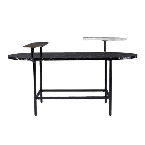 Homeroots 42" Black Faux Marble And Metal With Iron Coffee Table   402138