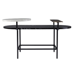 Homeroots 42" Black Faux Marble And Metal With Iron Coffee Table   402138