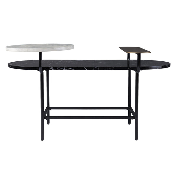 Homeroots 42" Black Faux Marble And Metal With Iron Coffee Table   402138
