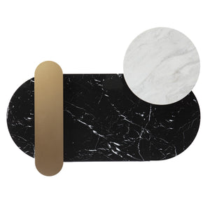 Homeroots 42" Black Faux Marble And Metal With Iron Coffee Table   402138