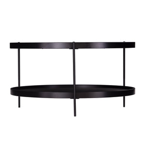 Homeroots 33" Black Manufactured Wood And Metal Round Coffee Table   402140