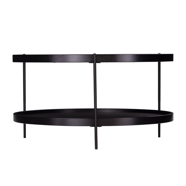 Homeroots 33" Black Manufactured Wood And Metal Round Coffee Table   402140