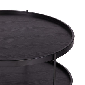 Homeroots 33" Black Manufactured Wood And Metal Round Coffee Table   402140