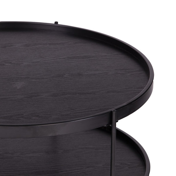Homeroots 33" Black Manufactured Wood And Metal Round Coffee Table   402140