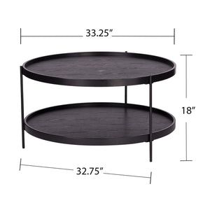 Homeroots 33" Black Manufactured Wood And Metal Round Coffee Table   402140