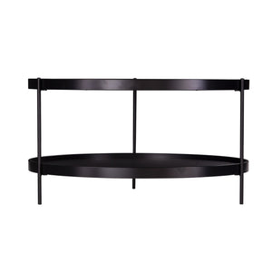 Homeroots 33" Black Manufactured Wood And Metal Round Coffee Table   402140