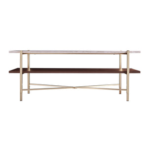Homeroots 47" Brass Manufactured Wood And Metal Rectangular Coffee Table   402141
