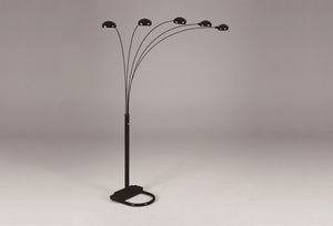English Elm 1pc Modern Multi-Head Floor Lamp with Crystal-Encrusted Shades, Adjustable Height, Dimmer Control Black 64.96 L x 18.11 W x 3.35 H B2741P290180