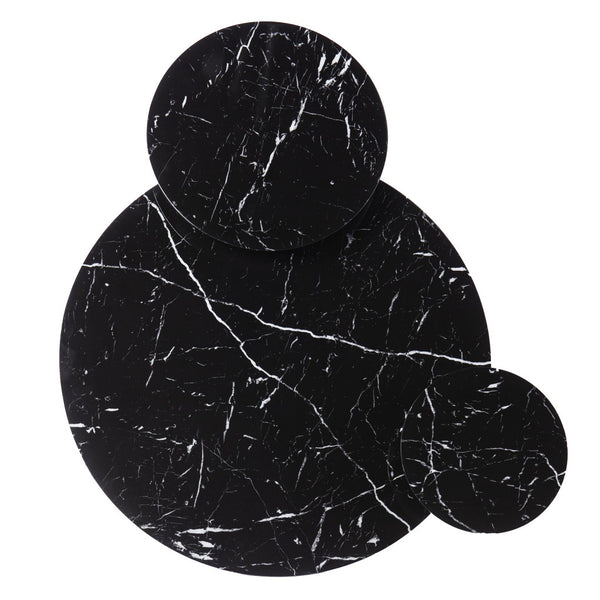 Homeroots 43" Black Faux Marble And Metal With Iron Round Coffee Table   402144