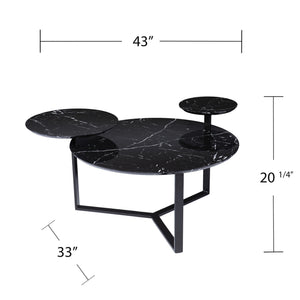 Homeroots 43" Black Faux Marble And Metal With Iron Round Coffee Table   402144