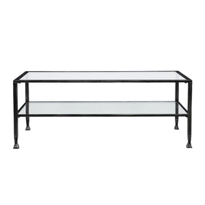 Homeroots 48" Black Glass And Metal Rectangular Coffee Table   402145