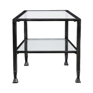 Homeroots 48" Black Glass And Metal Rectangular Coffee Table   402145