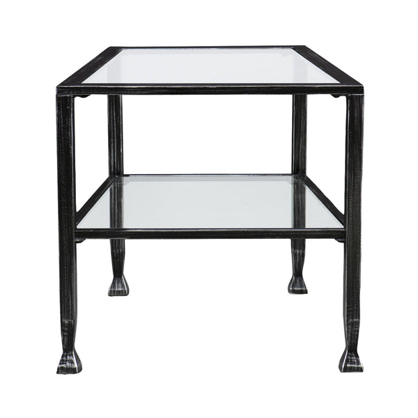 Homeroots 48" Black Glass And Metal Rectangular Coffee Table   402145