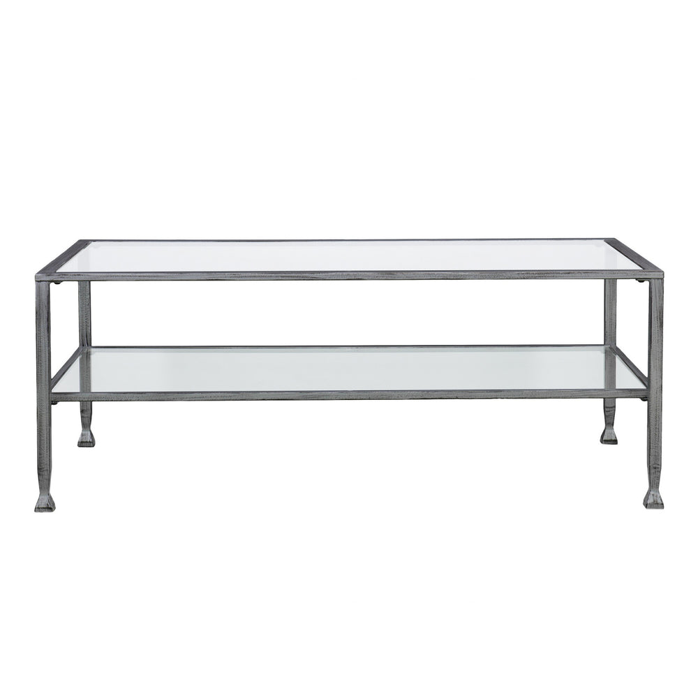 Homeroots 48" Silver Glass And Metal Rectangular Coffee Table   402146