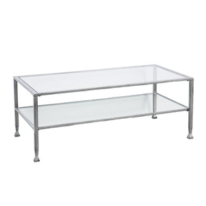 Homeroots 48" Silver Glass And Metal Rectangular Coffee Table   402146