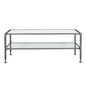 Homeroots 48" Silver Glass And Metal Rectangular Coffee Table   402146