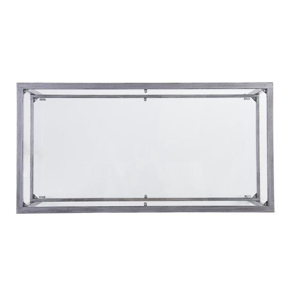 Homeroots 48" Silver Glass And Metal Rectangular Coffee Table   402146