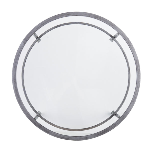 Homeroots 36" Silver Glass And Metal Round Coffee Table   402147