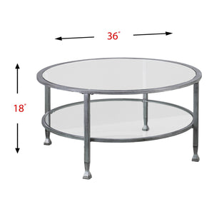 Homeroots 36" Silver Glass And Metal Round Coffee Table   402147