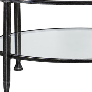 HomeRoots 36" Black Glass and Metal Round Coffee Table – Modern, Durable Design for Stylish Living Spaces and Offices 402148