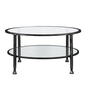 Homeroots 36" Black Glass And Metal Round Coffee Table   402148