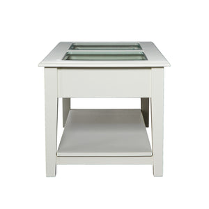 Homeroots 44" Off And White And Off-white Glass And Metal Rectangular Coffee Table   402149
