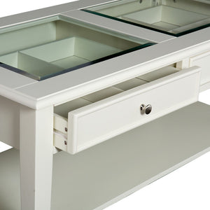 Homeroots 44" Off And White And Off-white Glass And Metal Rectangular Coffee Table   402149