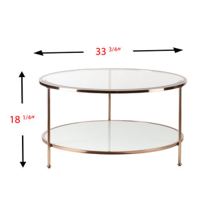 Homeroots 34" Clear And Gold Glass With Iron Round Coffee Table   402150