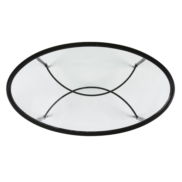 Homeroots 45" Black Glass And Metal With Iron Oval Coffee Table   402151