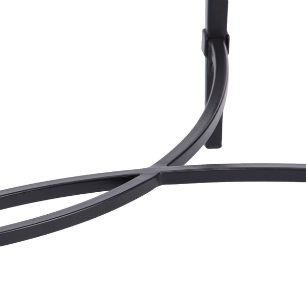 Homeroots 45" Black Glass And Metal With Iron Oval Coffee Table   402151