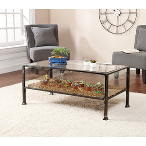 Homeroots 43" Black Glass And Metal Rectangular Coffee Table   402154