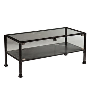 Homeroots 43" Black Glass And Metal Rectangular Coffee Table   402154