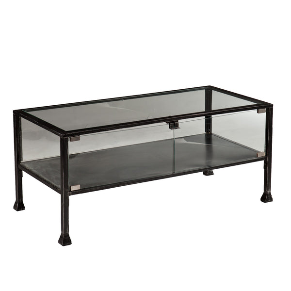 Homeroots 43" Black Glass And Metal Rectangular Coffee Table   402154