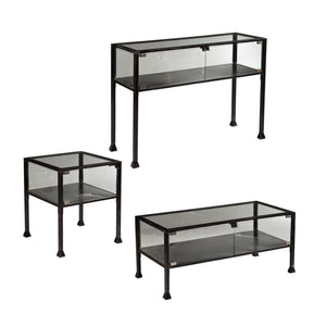Homeroots 43" Black Glass And Metal Rectangular Coffee Table   402154