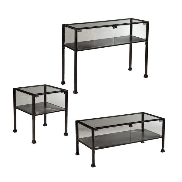 Homeroots 43" Black Glass And Metal Rectangular Coffee Table   402154
