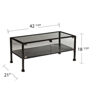 Homeroots 43" Black Glass And Metal Rectangular Coffee Table   402154