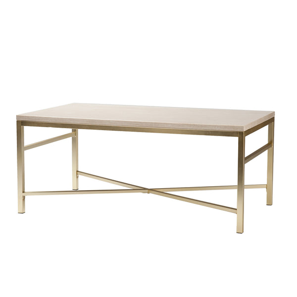 Homeroots 42" Off White Manufactured Wood And Metal Rectangular Coffee Table   402159