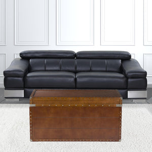 Homeroots 39" Brown Manufactured Wood And Metal Rectangular Coffee Table   402161