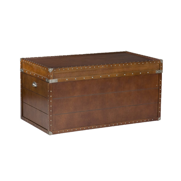 Homeroots 39" Brown Manufactured Wood And Metal Rectangular Coffee Table   402161