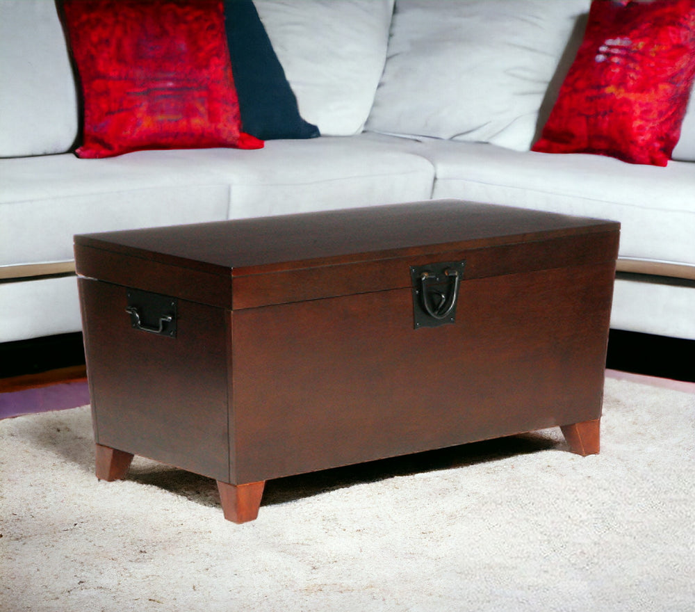 Homeroots 39" Brown Manufactured Wood And Metal Rectangular Coffee Table   402162