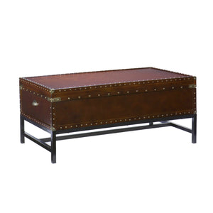 Homeroots 42" Brown Manufactured Wood And Metal Rectangular Coffee Table   402164
