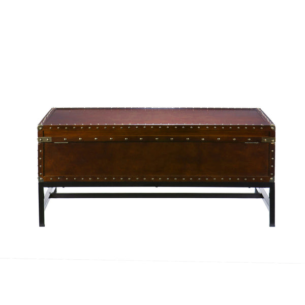 Homeroots 42" Brown Manufactured Wood And Metal Rectangular Coffee Table   402164