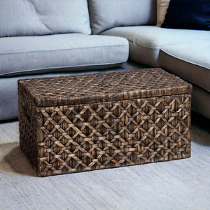 Homeroots 38" Brown Manufactured Wood And Metal Rectangular Coffee Table   402165