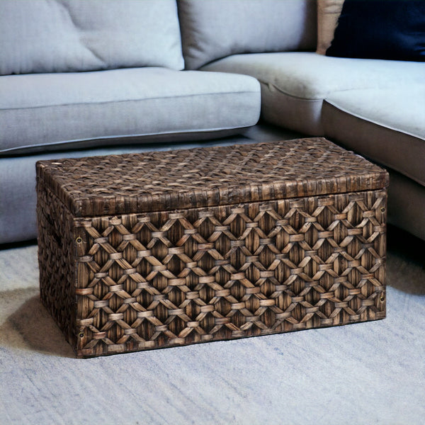 Homeroots 38" Brown Manufactured Wood And Metal Rectangular Coffee Table   402165