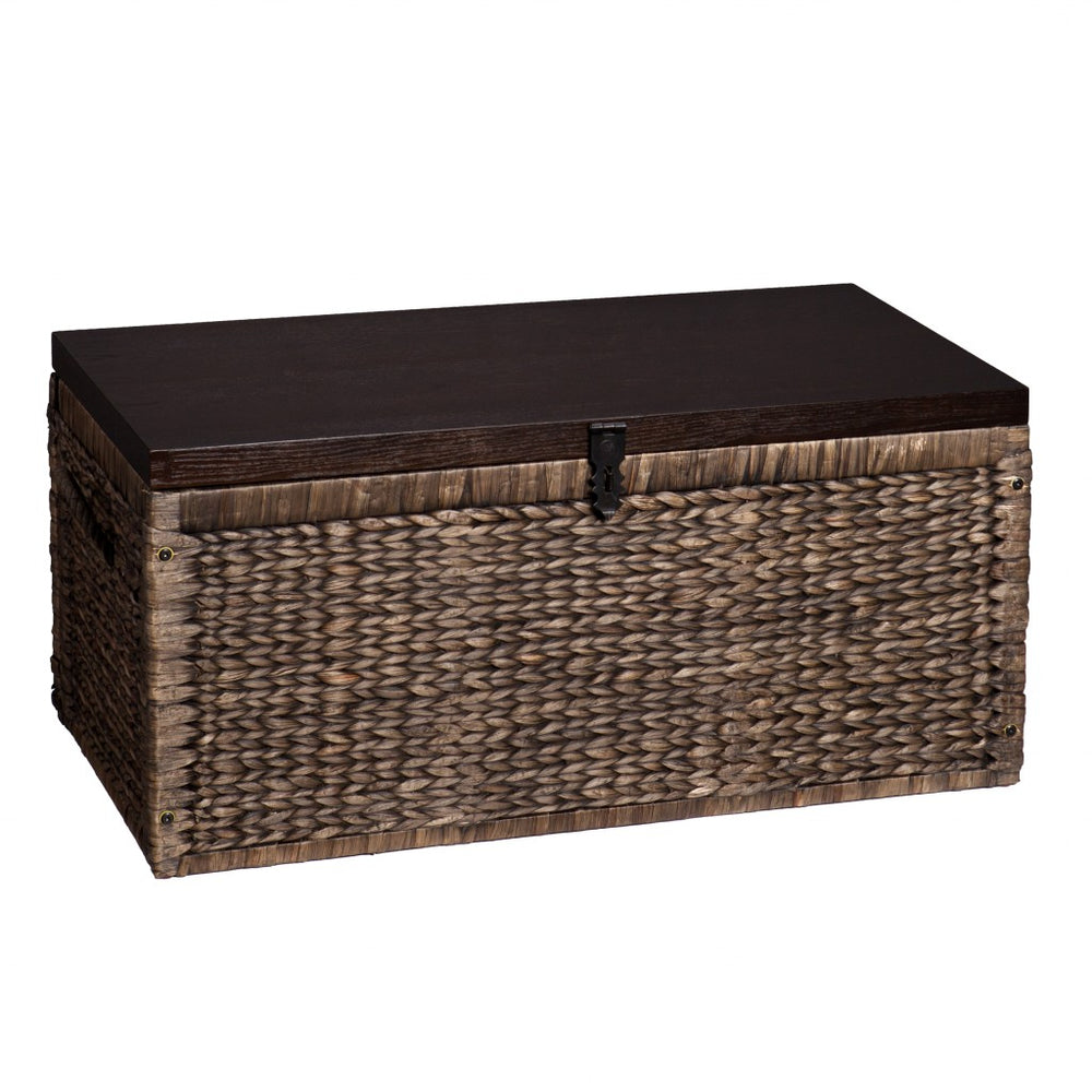 Homeroots 38" Brown Wood And Wicker With Iron Coffee Table   402166